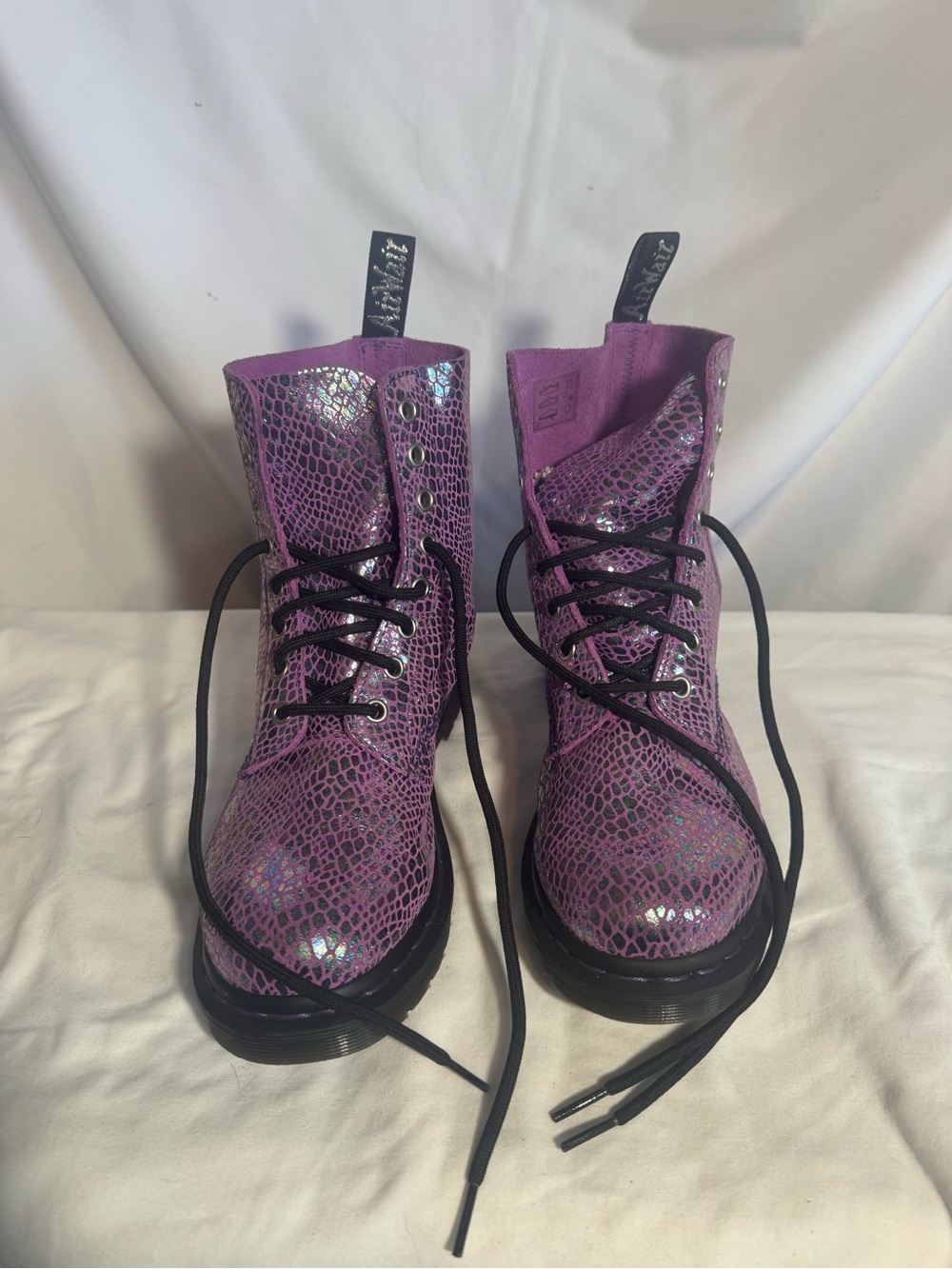 Dr Martens 1460 Pascal Boots Size 8 Doc Purple Snake Metallic Suede Gothic - Picture 2 of 8